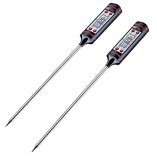 HUALANS (2 Piezas) Termómetro Digital de Cocina [garanta de por Vida]-Caslant Termómetro Digital con Poste Largo y la Pantalla LCD, Ideal para Carne de Res, Pollo, Camarones, Verduras, Barbacoa, etc