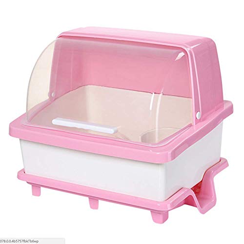Preisvergleich Produktbild Llhh Küche Aufbewahrungsbox Besteck Aufbewahrungsbox Obst Lagerregal Abtropfbrett Schrank Mit Deckel Kunststoff Ablaufgestell Multi-Funktion, Rosa,Pink