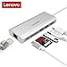 Price comparison product image Lenovo USB C Hub, Aluminum Type C Adapter with HDMI Port, Gigabit Ethernet Port, USBC Power Delivery, 2 USB 3.0 Ports, SD Card Reader, Compatible for USB C Devices