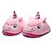 Produktbild Katara 1770 Einhorn Unicorn Plüsch Haus-Slipper Pantoffeln für Damen/Erwachsene, Rosa (hinten offen), One Size