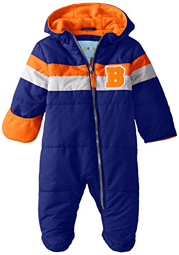 Wippette Baby-Boys Chest Stripe Microfiber Snow Pram Snowsuit, Navy, 12 Months