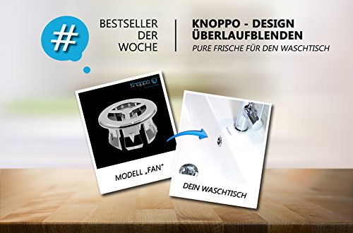KNOPPO® Waschbecken Überlauf Abdeckung, Überlaufblende – Fan (6 verschiedene Design-Modelle) chrom - 6