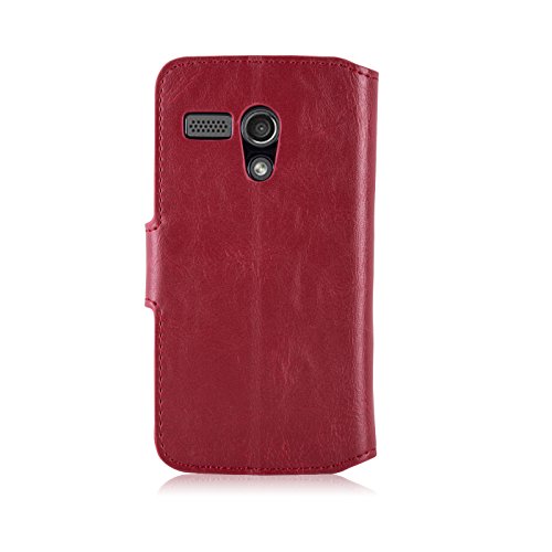   Motorola Moto G  1   Generaci  n  Case   - Funda De Piel JammyLizard Retro Wallet Cover Tipo Cartera  ROJO