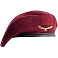 WAN-SUKH Army Style Cap, Rajputana Cap, Classic European Hat, Woolen Beret Cap, Che Guevara Cap Maroon Eagle