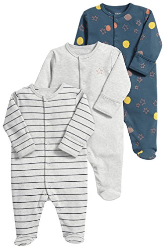 Mamas & Papas Baby-Boys Mamas And Papas 3 Pack Cosmic All In One Long Sleeve Set of 3 Footies, Blue, 0-3 Months