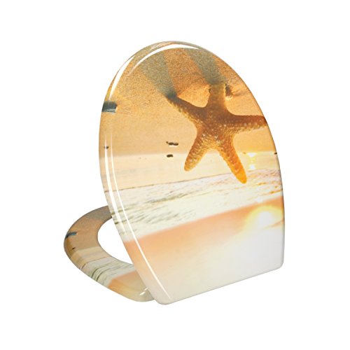 ECD Germany Premium Duroplast Toilettendeckel WC Deckel mit Soft-Close Absenkautomatik & Antibakterielle Beschichtung Motiv Seestern inkl. Montagematerial - 4