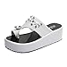 Produktbild Kolylong Damen keilabsatz Toe Separator Hausschuhe Dicker Boden Slipper mit Strass keilabsatz Sandalen Sommer Mode Freizeit mit Perlen Slipper Dicker Boden Flach Schuhe