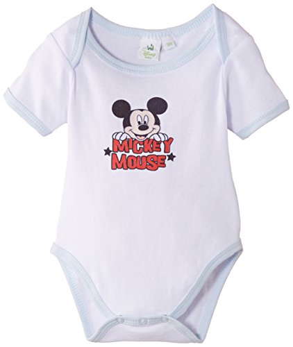 Disney Baby Boys 0-24m Mickey Mouse Short Sleeve Romper, Blue (Optic White/Pastel Blue), 23 Months