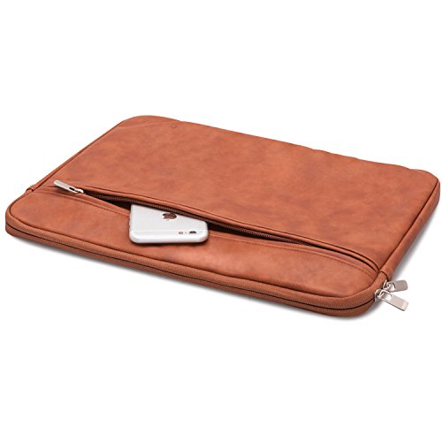 CASEZA „Boston“ MacBook Pro 15 Kunstleder Hülle Braun – Edle PU Leder Tasche Sleeve für das Apple MacBook Pro 15 – – Laptoptasche passt auch für 14 Zoll Laptop / Notebook Modelle – Weich gepolstert - 5