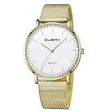 Herren Mode Luxus Armbanduhren, Outsta Quarzuhr Edelstahl Zifferblatt LäSsige Armband FüR Jungen Geschenk Mens Slim Schwarz UltradüNne Minimalist Handgelenk Mit Milanese Band,A