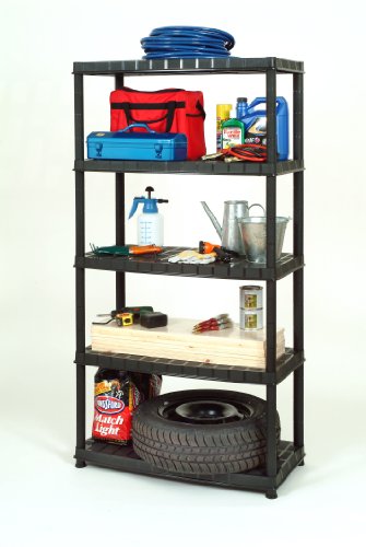 2 Stück XXL Kunststoffregal Schwerlastregal mit 5 soliden Böden in Schwarz. 70 kg Traglast pro Boden, Gesamttraglast von 350 kg pro Regal. TÜV geprüfte Qualität - 3