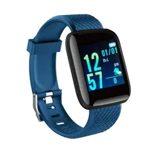 HUG PUPPY Color Display ID116 Blue Smart Fitness Watch for Unisex Activity Tracker, Men's and Women's Health Tracking, Sports Watch Heart Rate, and BP Monitor, Calories Counter Blue Strap