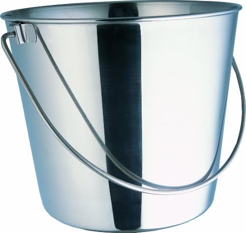 IndipetsStainless Steel Bucket For Pets (16-Quart) – Flat Back Pail w/out Hooks – Food & Water Pail For Cats & Dogs