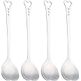 4 Pcs Heart Shaped Spoons Stainless Steel Coffee Dessert Spoon Metal Stirring Spoon for Espresso Hot Chocolate Tea Dessert Drinks Ice Cream