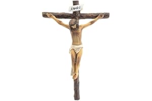 DRW Crucifijo Cristo de la Buena Muerte Resina Pintado a Mano 13 cm