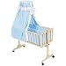 TecTake Complete baby crib bedding set canopy fits rocking / swinging cradle - different colours - (Blue)
