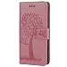 Produktbild EUWLY Kompatibel mit Galaxy S7 Hülle Leder Tasche Handytasche Leder Flip Case Vogel Baum Leder Hülle Bookstyle Brieftasche Klapphülle Lederhülle Handyhülle Kredit Kartenfächer Magnetverschluss,Rosa