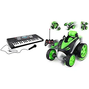 BIGFUN 37 Key Electric Piano Keyboard Musical Toy,Plastic (BF430A1) ,Multicolor & The Flyers Bay Rc Stunt 360? Remote Control Car, Multicolor