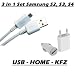 Produktbild Totalcase 3in1 Micro USB Universal Samsung Galaxy S2 S3 S4 S5 S6 Edge mini Note HTC Sony Windows Huawei Ladekabel Kabel KFZ Netzteil