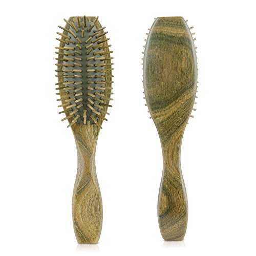 QYGZ Professional Handmade Natural Green Sandalwood Hairbrush with Wood Handle, Magic Detangling Hair Brush Scalp Massager for Fine Dry Thick Thin Long Coarse Frizzy Matted Knotted Hair