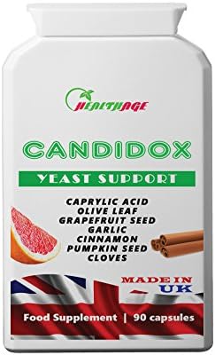 Yeast &amp; Candida Support. 90 Capsules. Fast-Acting Candida Cleanse with Grapefruit Seed Extract, Caprylic Acid, Cloves, Garlic, Cinnamon