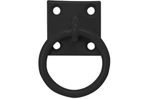 Haven Heritage Equestrian Coloured Tie Ring on 50mm Plate Stable Tie Up Ring Horse Pony (BLACK)