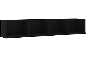 vidaXL Estante de Pared para CD Balda Colgante Expositora Estantería Montado para Libros Decoración Almacenamiento Contrachapada Negro 100x18x18cm