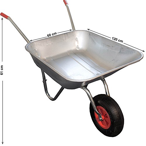 Schubkarre 80 Liter mit verzinkter Wanne & Luftreifen - 6