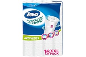 ‎ZEWA Zewa Wisch und Weg Küchenrollen "Reinweiß", 16 x 45 Blatt (16 Rollen)