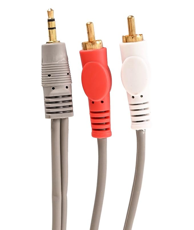 JGD PRODUCTS 3.5mm Jack Stereo Audio Male to 2 RCA Male Cable AV Audio Video Cable TV-Out Cable Speaker Amplifier Connect RCA Audio Video TRS 3-Pole Male Plug to Dual RCA Male-1.5M