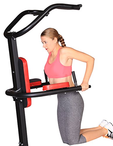SportPlus Power Tower mit klappbaren Dips-Griffen, Klimmzugstange und Liegestützgriffen, für zahlreiche Muskeltrainingsmöglichkeiten, Heavy-Duty Stahlrohrrahmen, SP-HG-014 - 6