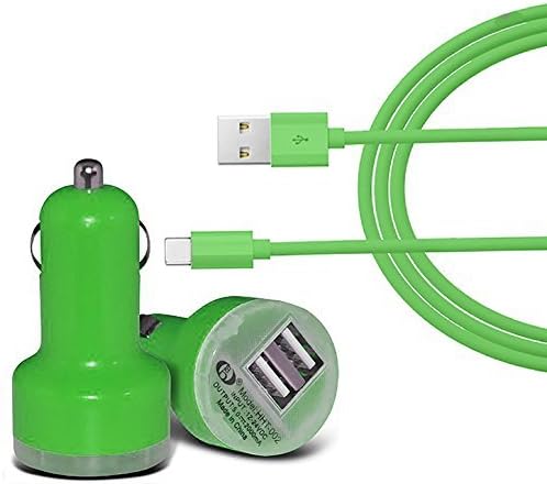 USB Type C Car Charger For Samsung Galaxy S8 Plus , Dual USB Bullet Car Charger with Type C USB Cable Sync & Charge Travel Adaptor Charger 2 in 1 Pack for Samsung Galaxy S8 Plus and All Other Type C Supporting Devices (Green)