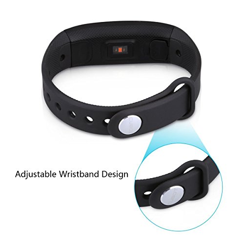 EIVOTOR Fitness Armband Fitness Tracker Smart Sport Watch Bluetooth 4.0 Smartband IP65 Wasserdicht Fitnessarmband unterstützt Pulsmesser,Schlafmonitor,Schrittzähler und Anrufer ID Benachrichtigung kompatibel mit Android Handy und IOS,iPhone für Sport,Fitness,Outdoor (Schwarz 2) - 2