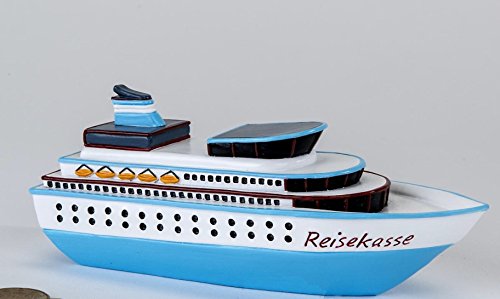 Kleine Spardose Reisekasse 15 cm lang Schiff Kreuzfahrt Schifffahrt Reisegeld Sparbüchse Geldgeschenk Urlaub