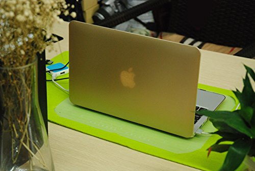 tinxi® Zweiteilige Matte Gummierte Harte Schutzhülle für Apple Macbook Air 13,3 Zoll Hülle Cover Schale Schutz Hülle Tasche Etui Case Shell Hard Plastik transparent mattiert gold - 5