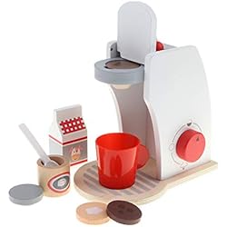 Homyl Jeu d'Imitation en Bois Alimentaire Jeu de Rôle Batterie de Cuisine - Machine à café