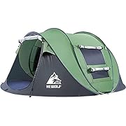 HEWOLF Wurfzelt 3-4 Personen Pop Up Camping Zelt mit Vorzelt UV-Schutz Leichtes Großes Familienzelt Schnell Öffnendes Sekundenzelt Vorzelt, Extra Großes Armeegrün