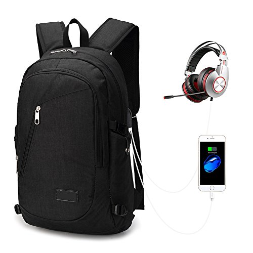Mochila para port&aacute;til, mochila para viaje, para hombres y para mujeres, mochila para escuela ultrasuave resistente al agua para mochila para Macbook, mochila para mujer, para hombre (Negro)