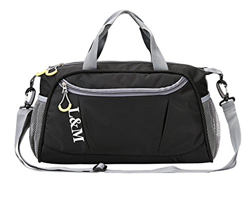 Gym Bag Dry Wet Separated Swimming Kit Bag Waterproof Sports Duffels Bag Weekend Travel Holdall Bag for Men and Women (BLACK)