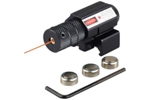 DELTA Mirino Laser Rosso in Metallo per Slitta da 21 e 11 mm Tactics da Softair AC12335, per Fucile e Pistola a Pallini, Punto Rosso Classe 2