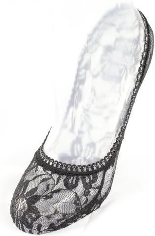 Lace No Show Invisible Socks Liner Socks Footsies (S, Black)