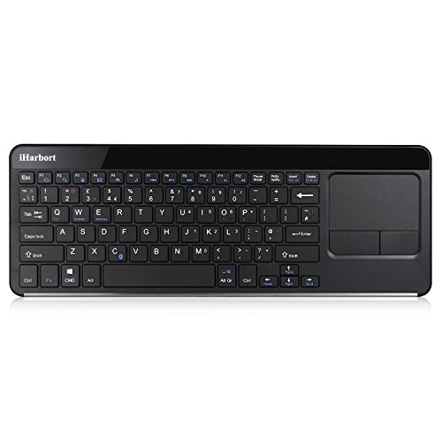 iHarbort®Ultra dünne drahtlose Wireless Bluetooth QWERTY Tastatur UK-Layout Mit integriertem touchpad für Mac OS X / Windows / Linux / Notebook / Laptop / Netbook / Mac Book / iPad Tablet / Samsung Galaxy Tabs / Smartphones / iPhone (UK-Layout, Schwarz)