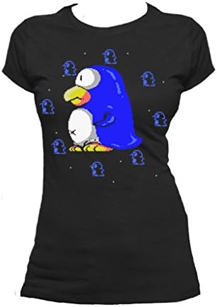Konami Parodius Penguin Power Official Ladies T-shirt (Black) (Small)