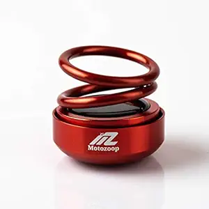 Motozoop Metal Alloy Solar Perfume Double Ring Spring air freshener and Fragrance Car Scent car Accessories dashboard Decoration with Organic Perfume (RED)