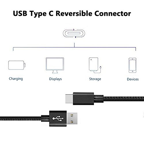 USB Type-C Kabel Nylon-lebenslange Garantie-TUOYA USB-C Ladekabel auf USB3.0 mit Nylon, Daten & Lade Type-C Datenkabel mit Aluminium Stecker für Samsung Galaxy S8 / S8 Plus, LG G5, Lumia 950xl/950, Nexus 5x/6p, OnePlus 3, und andere Type-C unterstützte Geräte (3pack-1m+2m+3m, Schwarz) - 3