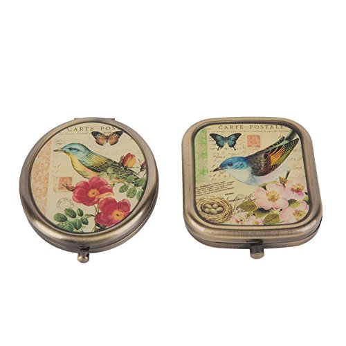 NIKKY HOME Handspiegel Compact Taschenvergrößerungs Kosmetik Make-up Oval Handgemachte Perlmutt Geschenke Vintage Durchmesser 6.3cm Eisen - 6