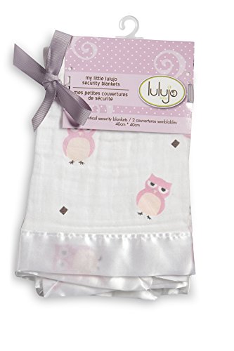 Lulujo Muslin Security Blankets (Pink Owls, 2-Piece)