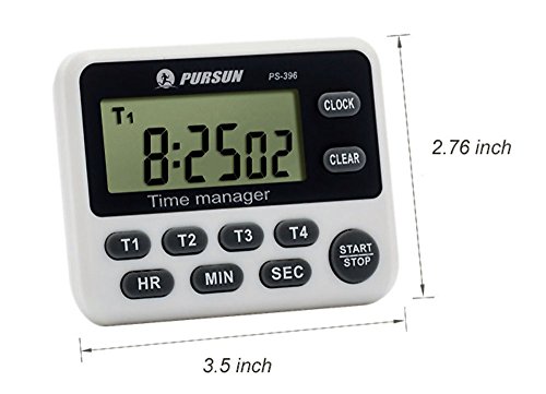 LCD Digital Küche Timer, 4 Kanal mit Count-Down bis Uhr lauter Alarm Magnetischer Rückseite - 9