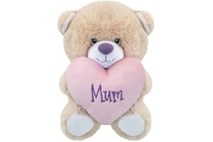 ARI & DEB 16cm Mum Teddy Bear holding a Pink Heart with Mum written on it Mum Bear Teddy for Mum - Mothers Day – Birthday Gift for Mum. mothers day teddy bear