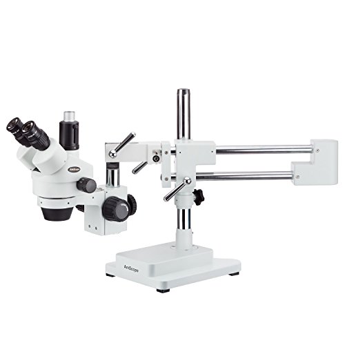 AmScope SM-4TZ 3.5X-90X Trinocular Stereo Zoom Microscope with Double Arm Boom Stand